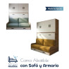 Cama Abatible Horizontal con Sofá y Armario
